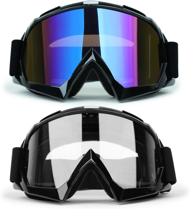 XYOP ATV Dirt Bike 2-Pack Motorcycle Motocross Goggles for Men Women MX Riding UTV Helmet Offroad Goggles, UV400 Anti-Scratch Fog Dustproof for Adults Youth Kids(Color+Clear) - Image 1